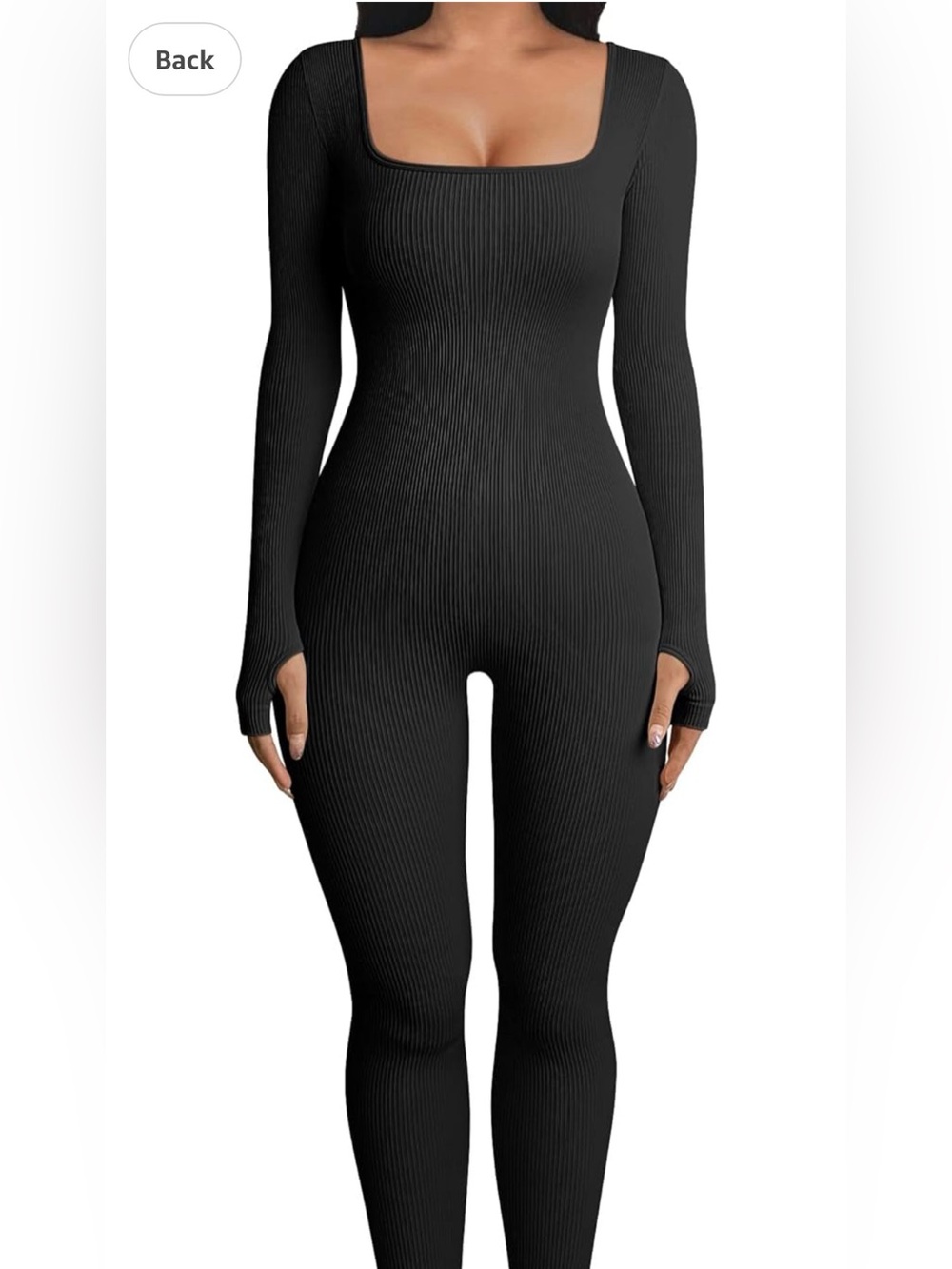 OQQ-Ribbed Long Sleeve Black Jumpsuit NWOT